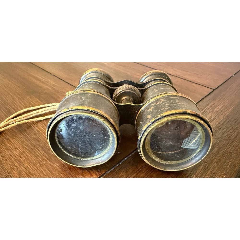 Antique Brass Field Glasses Binoculars Black Patina Vintage Maritime Decor 4.5in